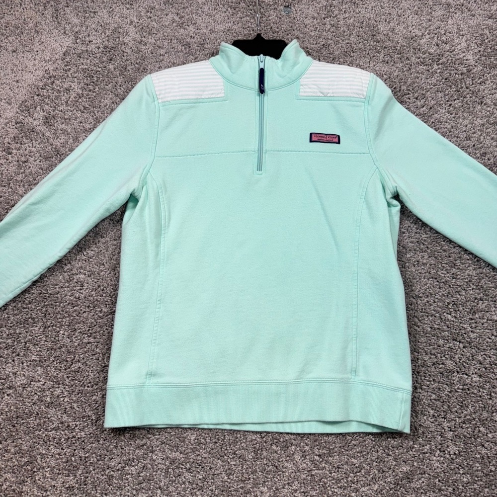 Vineyard Vines Shep Shirt Womens Quilted Shoulder Pullover Mint Green M EXCELNT